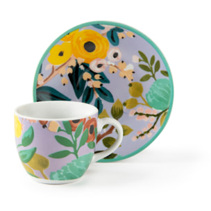 Set 6 Tasses à Café avec Soucoupes Excelsa – Fiori Frida, Porcelaine Multicolore