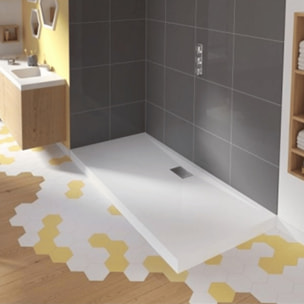 Receveur de douche KINEDO Kinesurf biotec rectangle Blanc 150 x 90 x 4 bonde centre longueur
