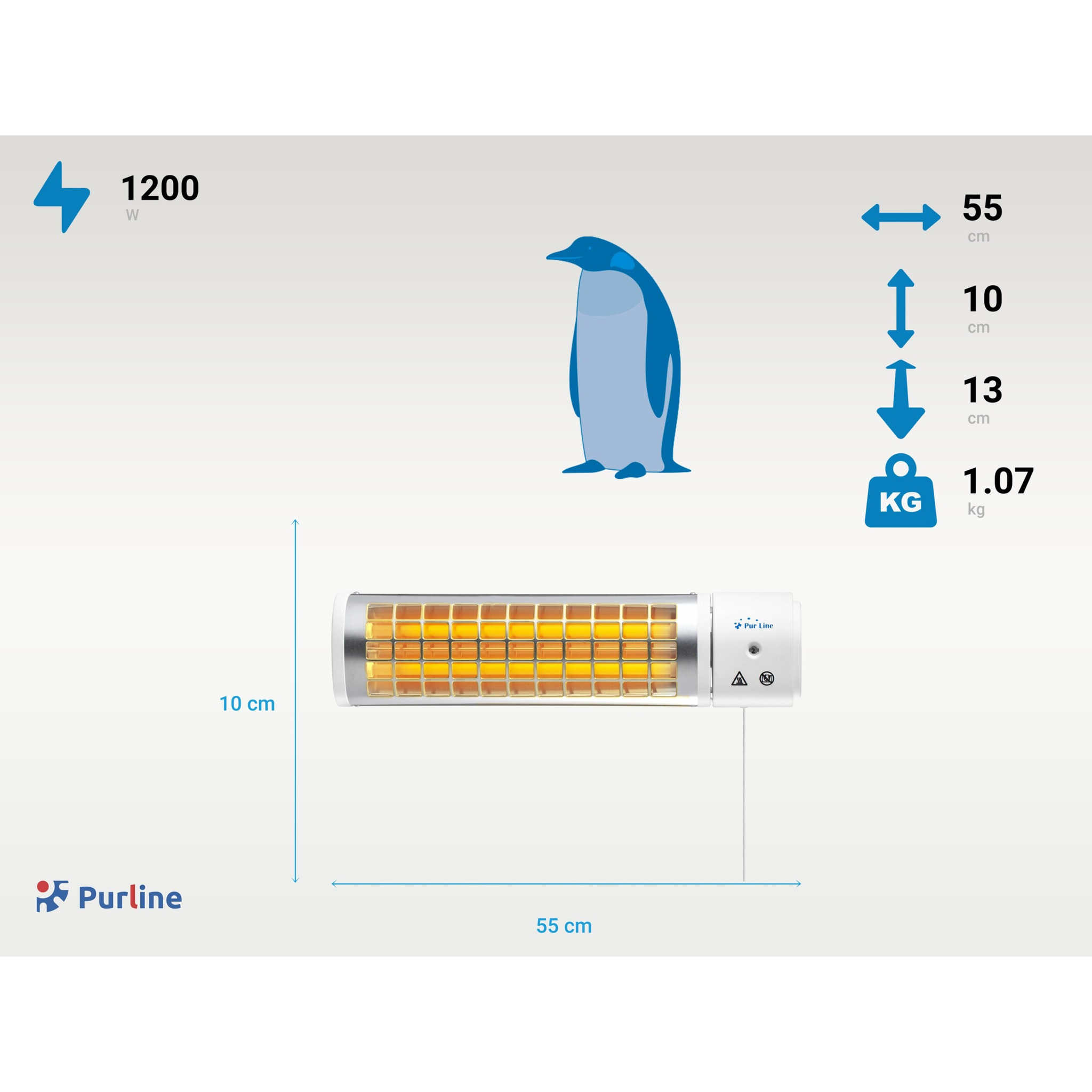 Chauffage halogène 1200W pour salle de bain
