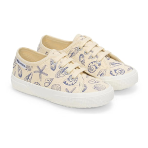Le Superga Bambino/a Beige 3750 Kids Seashells Print Leggera