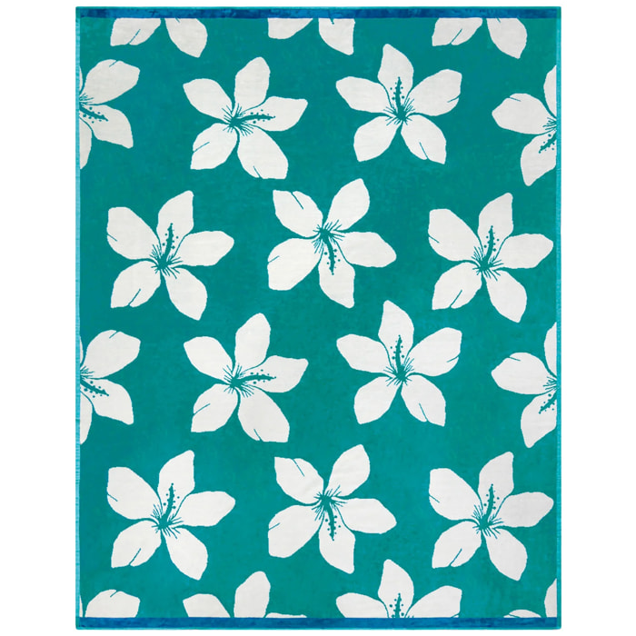 Serviette de plage éponge velours Jacquard - Bargara - 140x180cm - 400g/m²