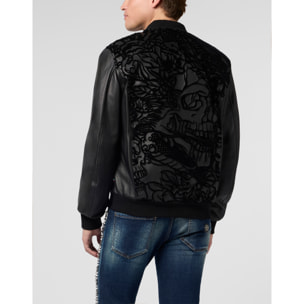 PHILIPP PLEIN Leather Bomber Dragon Skull