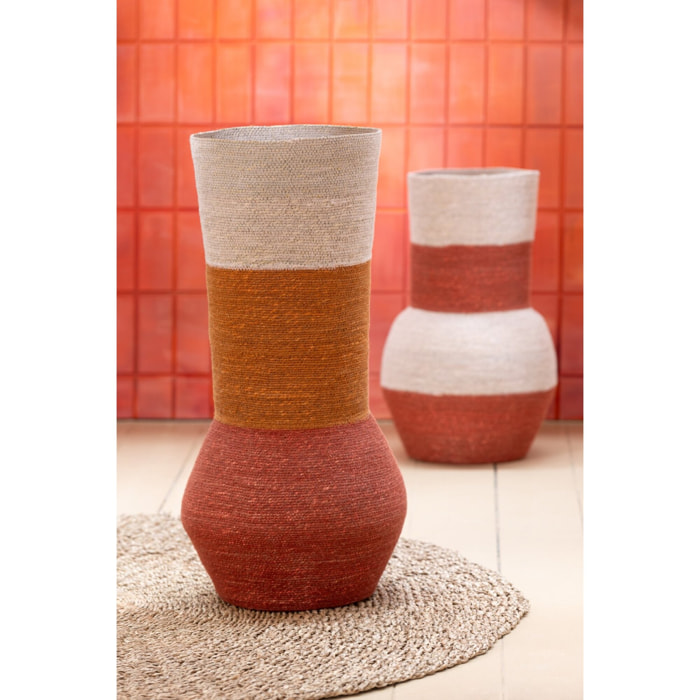 J-Line vase Rayures - jonc de mer - naturel/terracotta - 52 cm de hauteur
