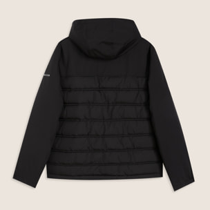 Giacca imbottita con cappuccio e inserti lisci