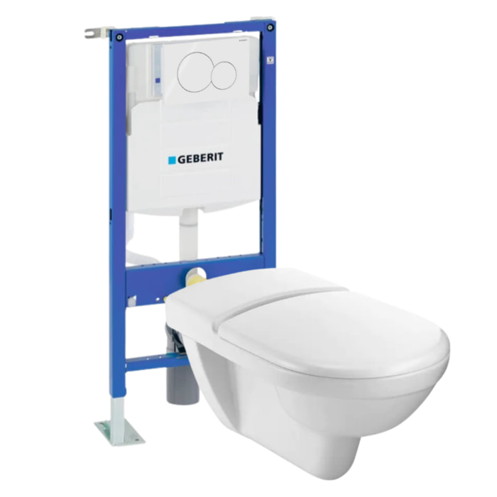 Pack WC suspendu PMR Odeon + bâti support GEBERIT + plaque blanche