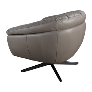 Sillón Angel Cerdá giratorio con reposabrazos con asiento y respaldo tapizados en piel de origen vacuno en gris patas de acero inoxidable en epoxi negro 87x85x74cm