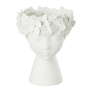 J-Line Cachepot Tete Resine Blanc Small