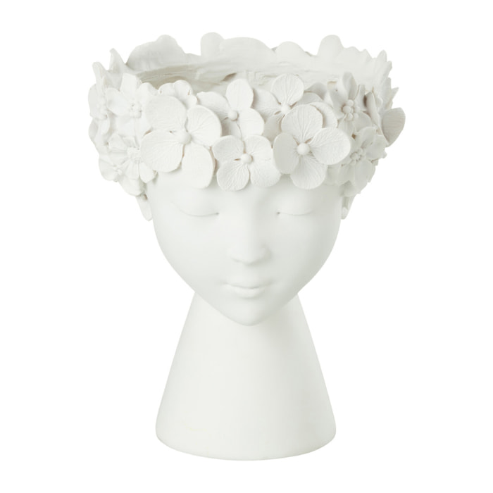 J-Line Cachepot Tete Resine Blanc Small
