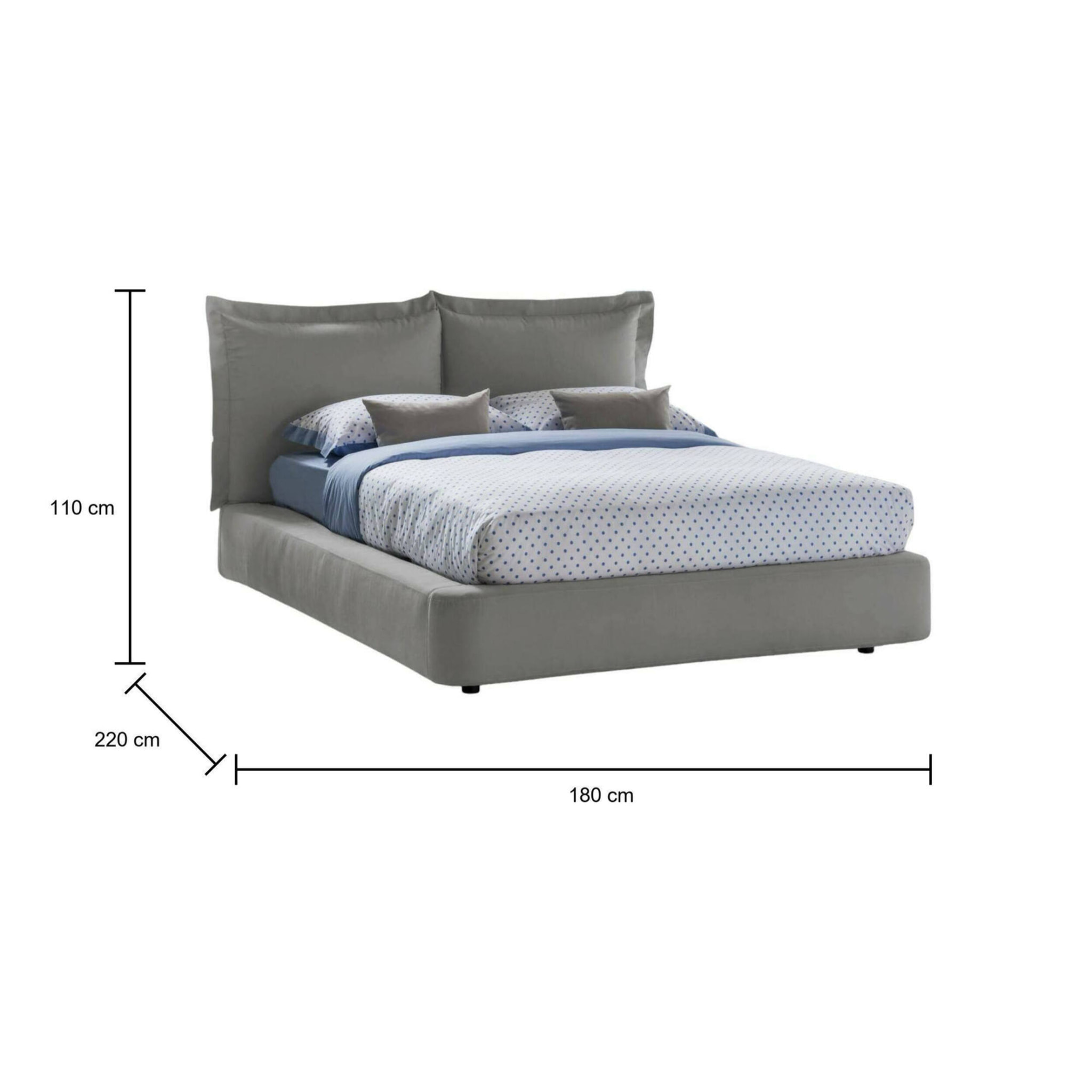 Letto matrimoniale Cornelia, Letto contenitore con rivestimento in tessuto, 100% Made in Italy, Apertura frontale, adatto per materasso 160x190 cm, Grigio