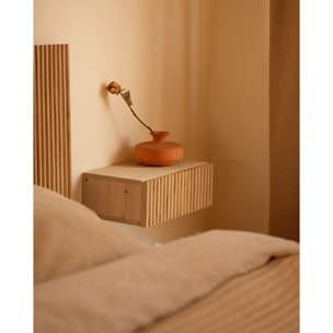 Table de chevet en bois massif flottant ton chêne moyen de 40cm Hauteur: 15 Longueur: 40 Largeur: 25.5