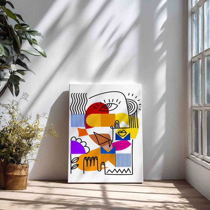 Tableau visage abstrait géométrique moderne Toile imprimée