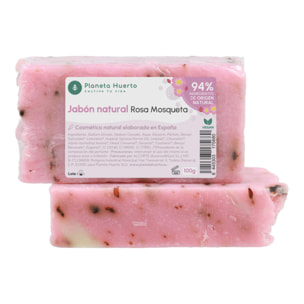 PLANETA HUERTO | Jabón Natural de Aceite de Oliva y Rosa Mosqueta 100 g | Reafirmante y Regenerador | Piel Radiante y Joven