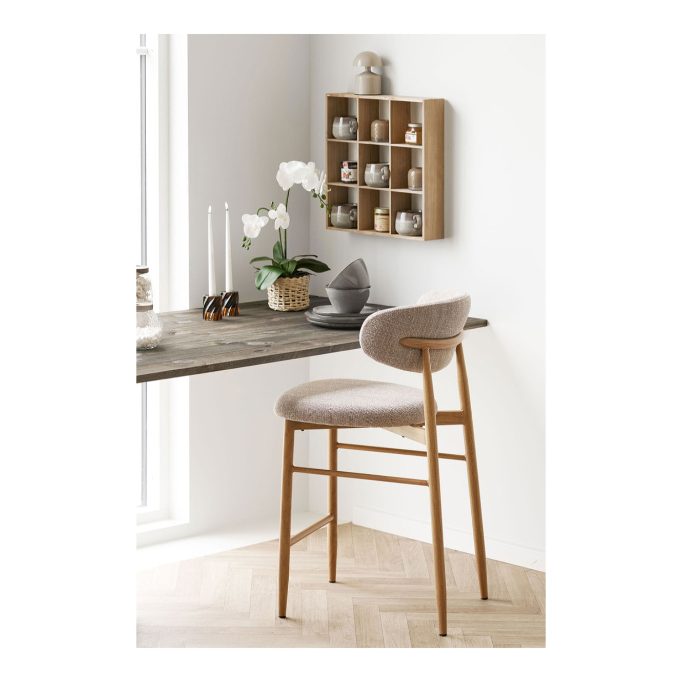 Mensola da parete Moss in pino massiccio naturale 46x10x46 cm