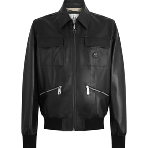 PHILIPP PLEIN Nappa Leather Bomber Palms