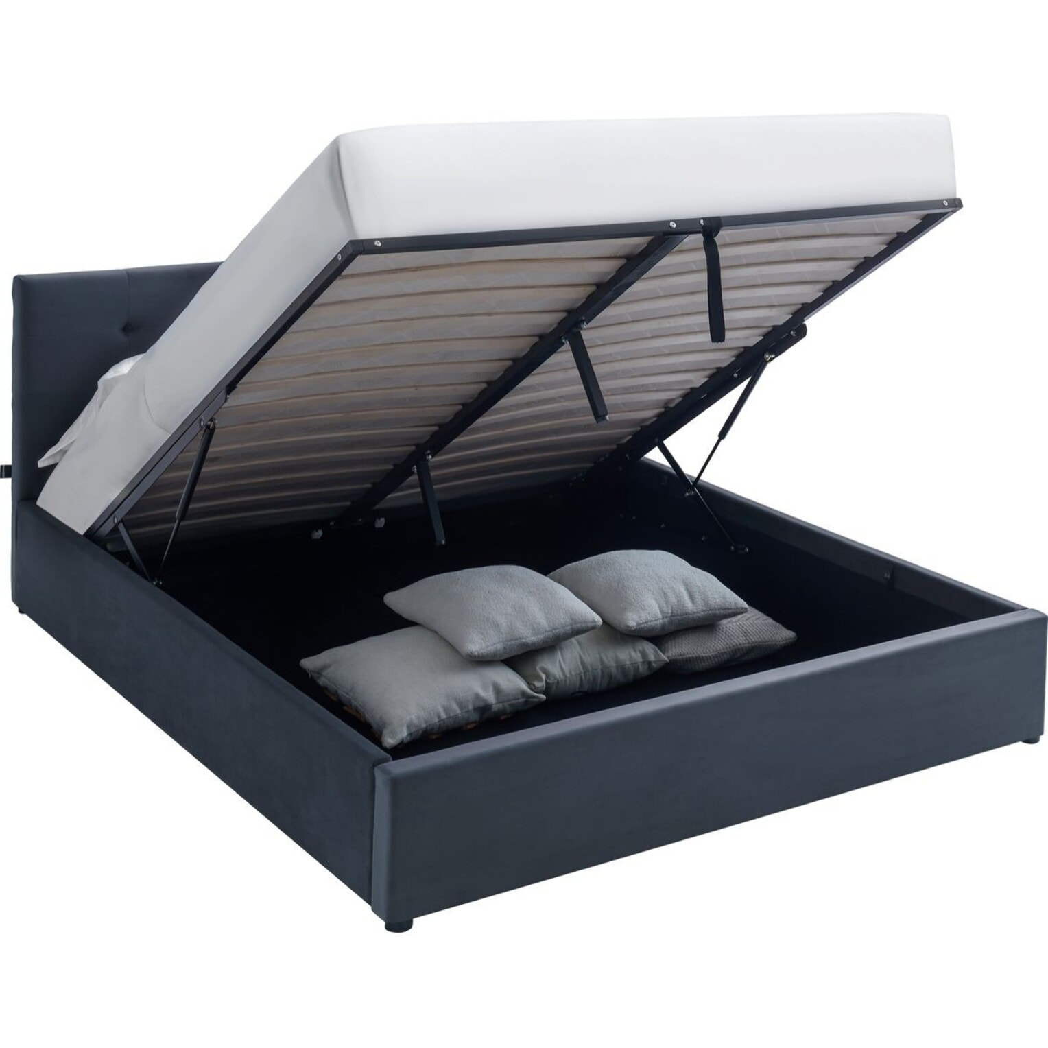 Lit coffre avec tête de lit en velours - TINA