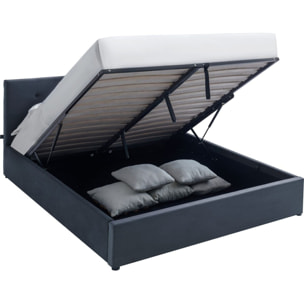 Lit coffre avec tête de lit en velours - TINA