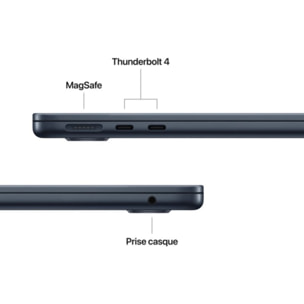 Ordinateur Apple MACBOOK Air 13,6" Puce M4 CPU 10 / GPU 10 coeurs Mémoire RAM 24Go Stockage 512Go SSD Retina Minuit