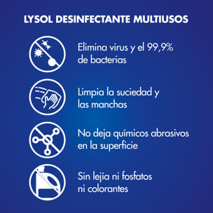 Lysol Limpiador desinfectante multiusos, elimina virus, bacterias y suciedad sin lejía, aroma frescor, spray - Pack 3x750ml