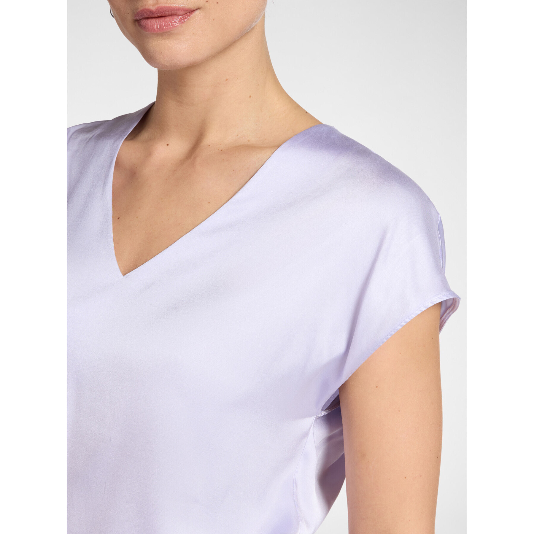Elena Mirò - Blusa in raso con scollo a V - Viola