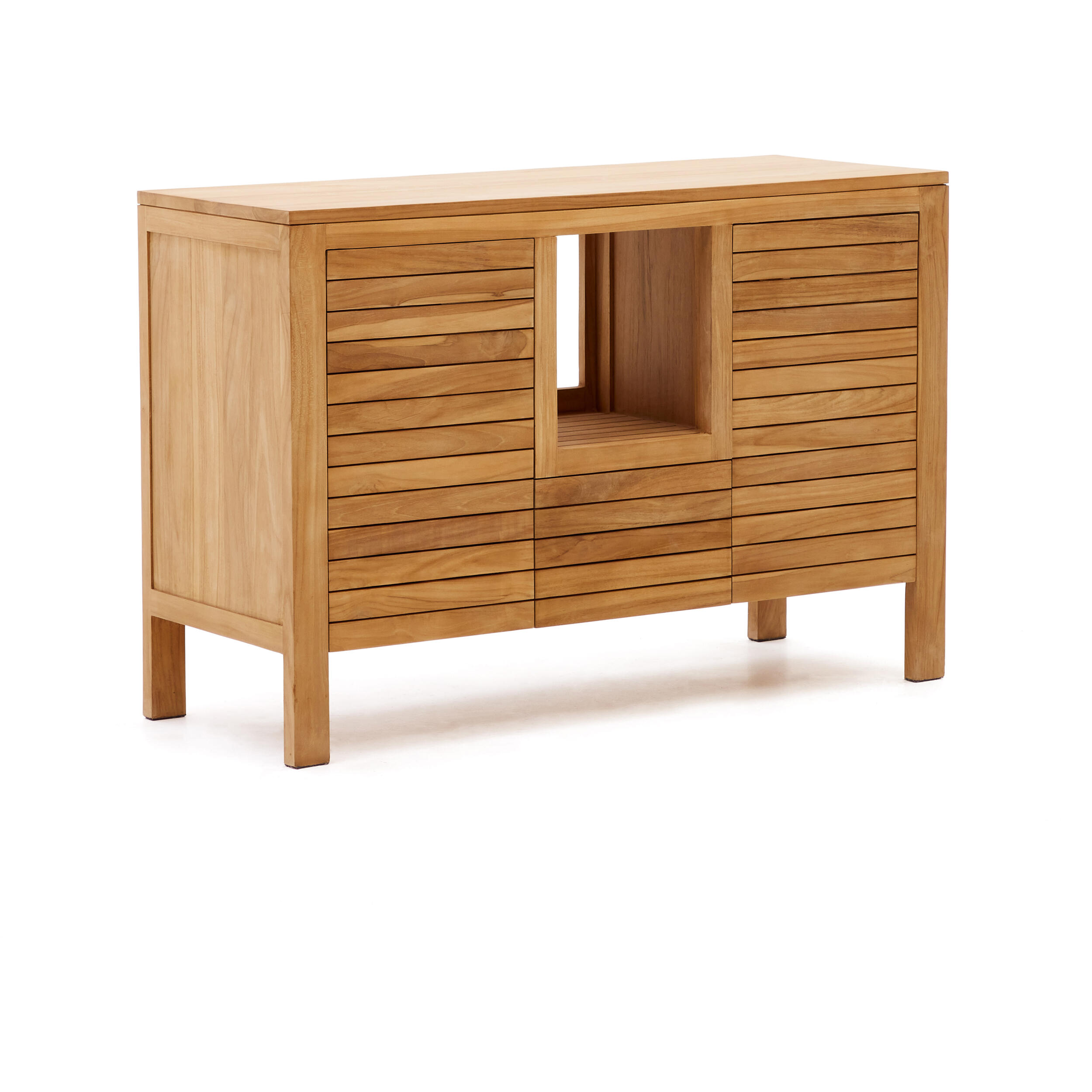 Mueble de baño Neria de madera maciza de teca acabado natural 120 x 45 cm