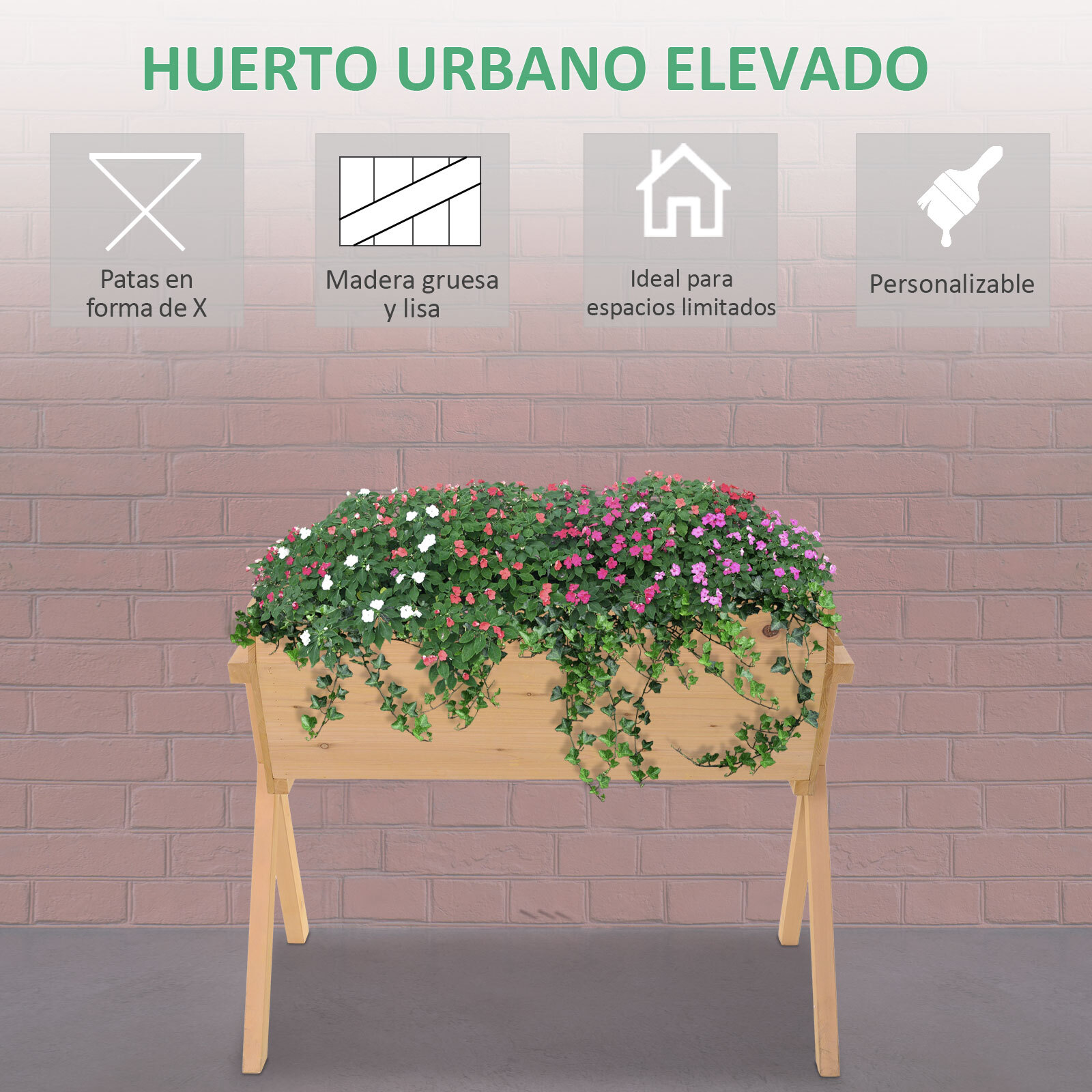 Huerto Urbano Mesa de Cultivo para Plantas Hortalizas con 4 Orificios de Drenaje