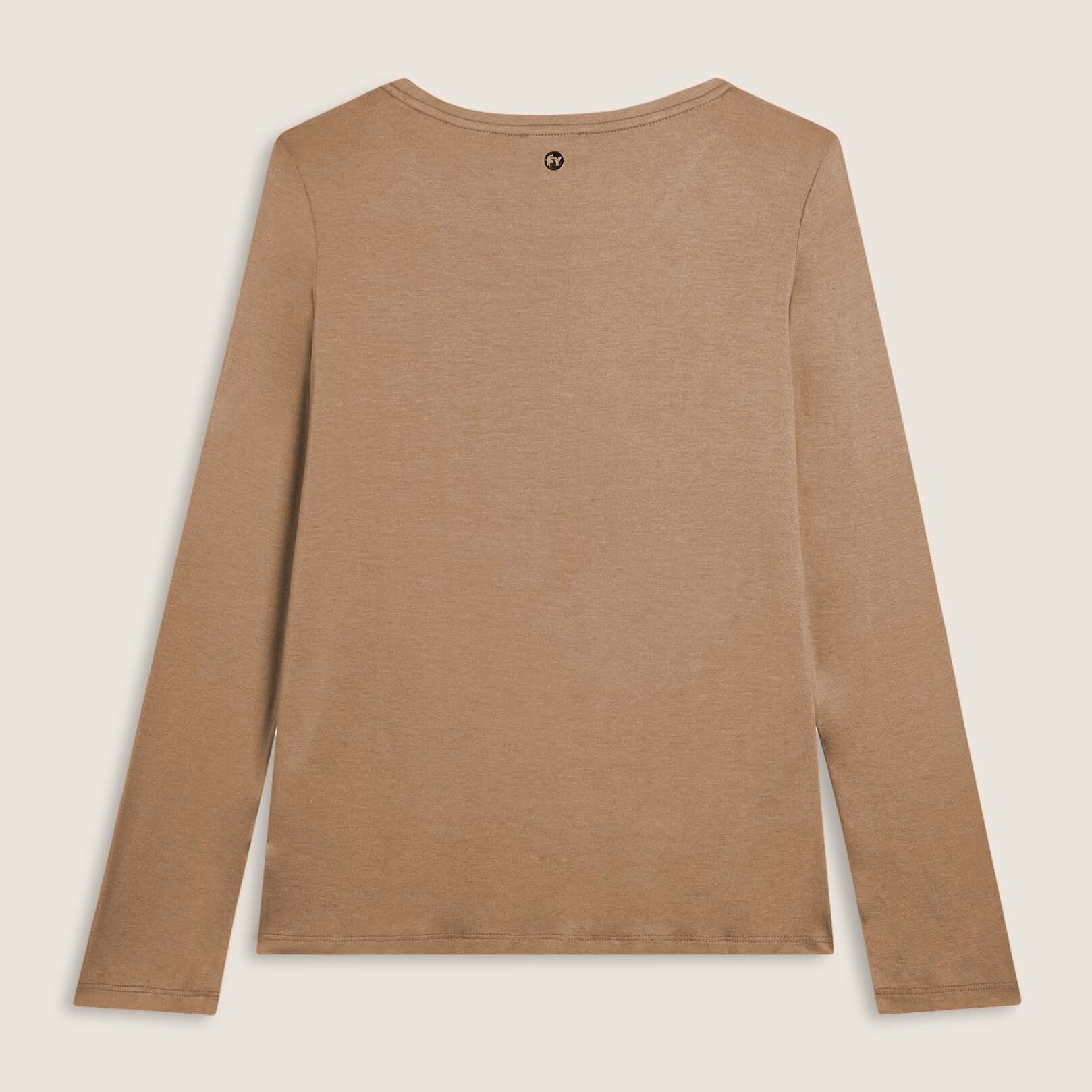 T-shirt donna manica lunga con logo strass