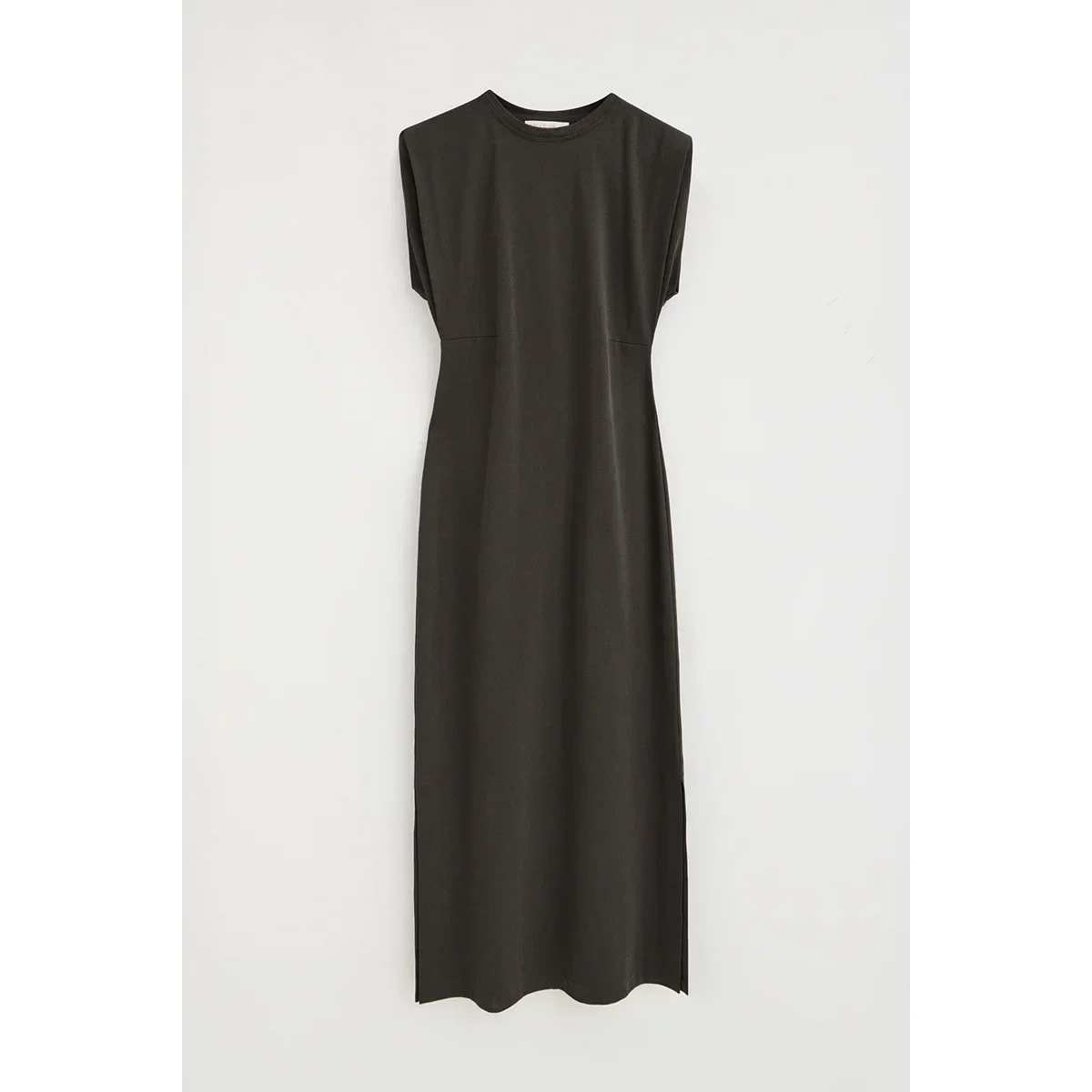 Vestito grigio pietra smanicato con scollo rotondo e logo Polo Club