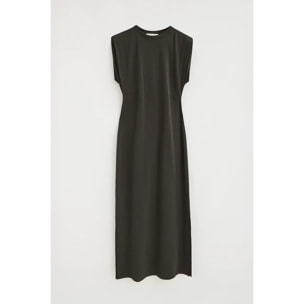 Vestito grigio pietra smanicato con scollo rotondo e logo Polo Club