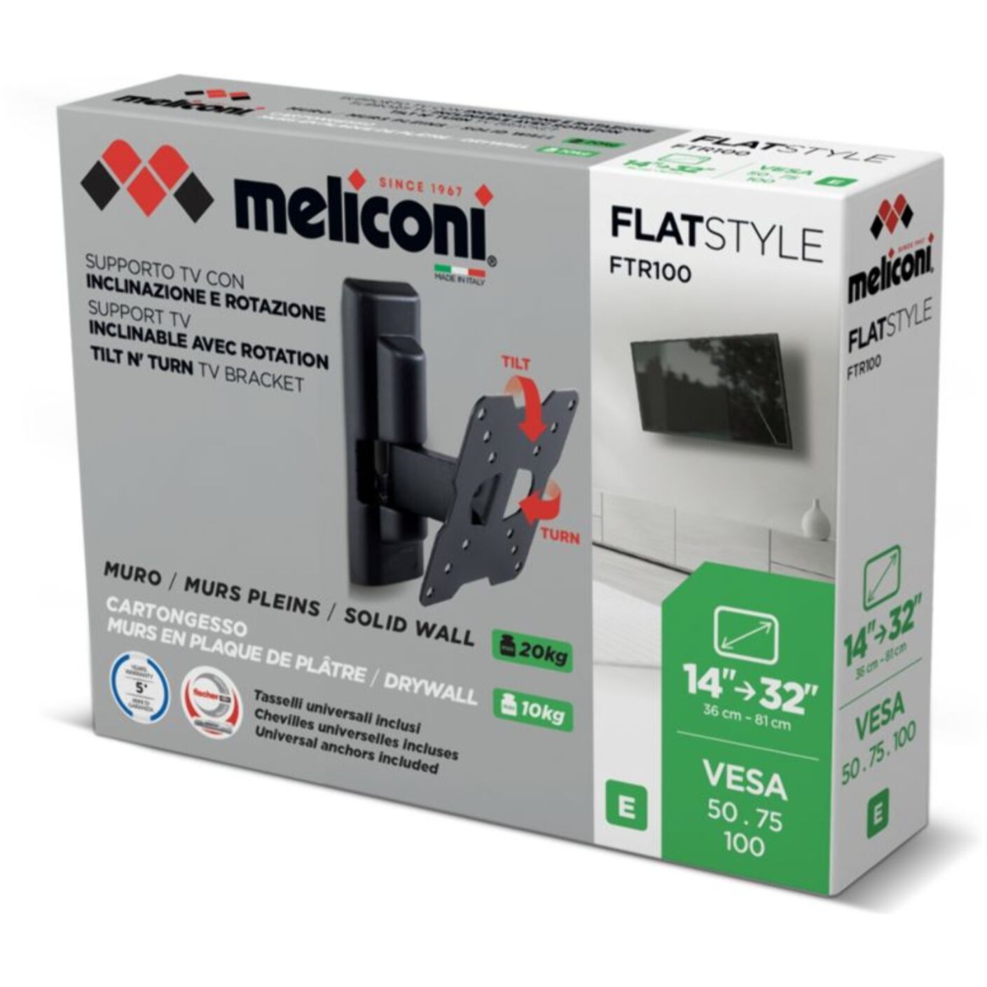 Support mural TV MELICONI FTR 100 FLAT