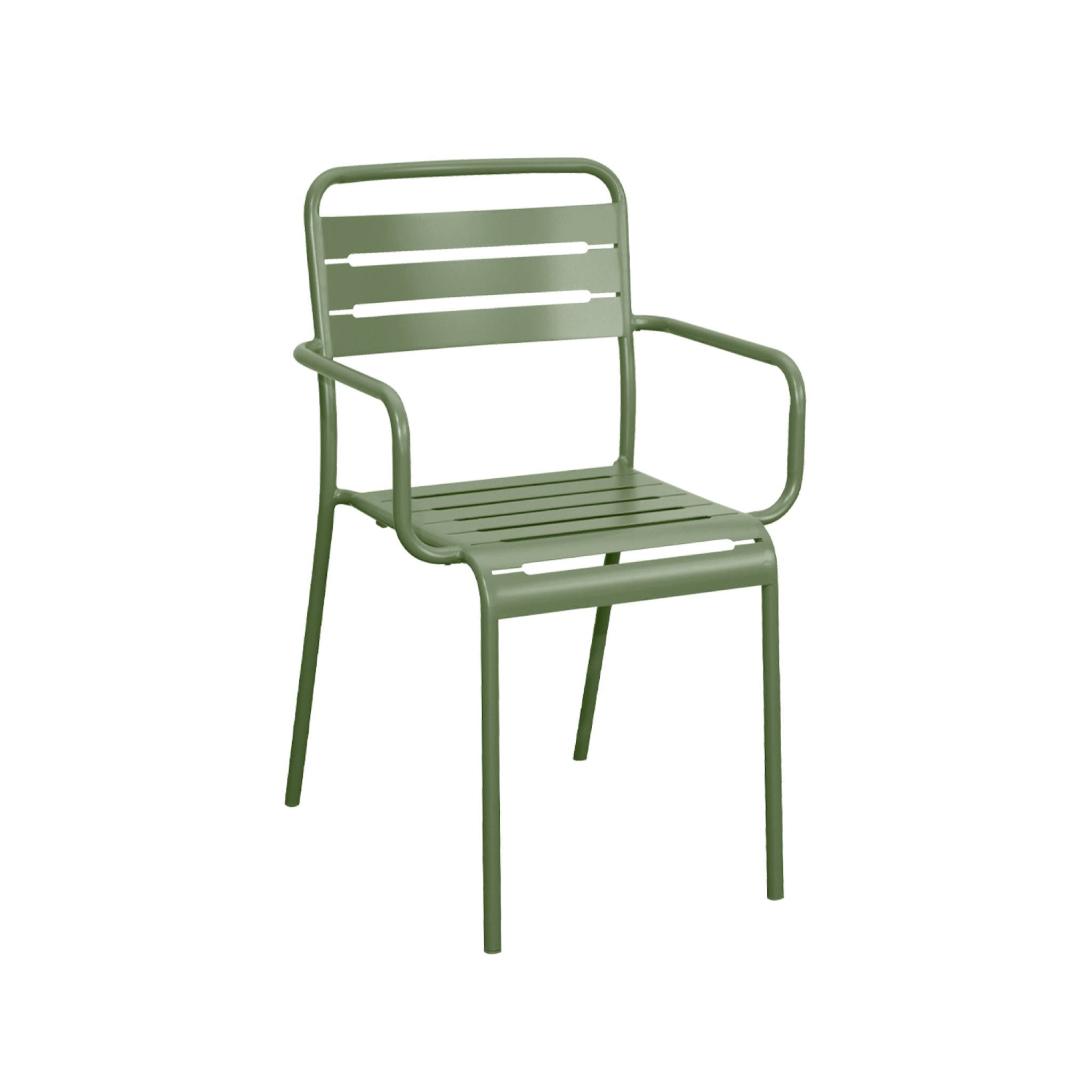 Table de jardin métal + 2 fauteuils et 4 chaises. vert. acier traitement anti rouille