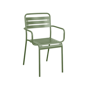 Table de jardin métal + 2 fauteuils et 4 chaises. vert. acier traitement anti rouille