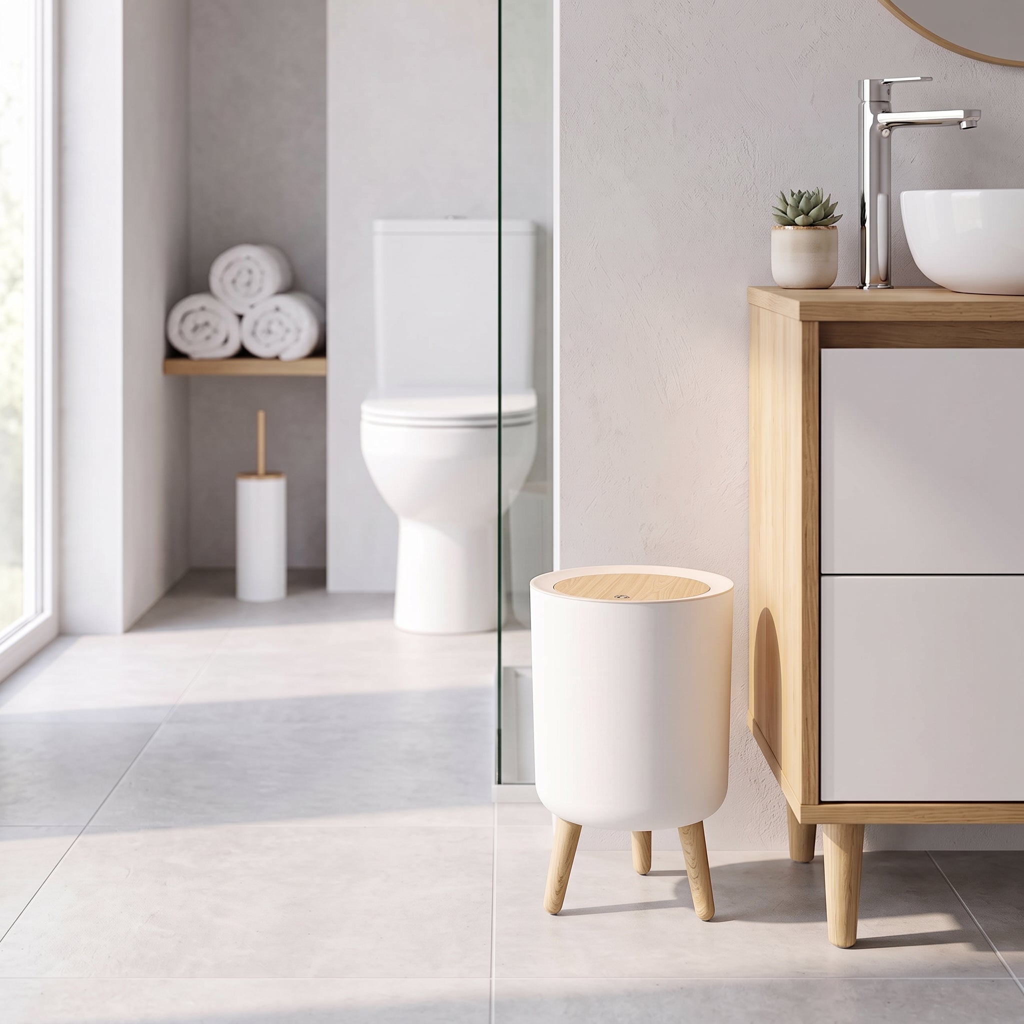 Poubelle de salle de bain push MALMO 7L