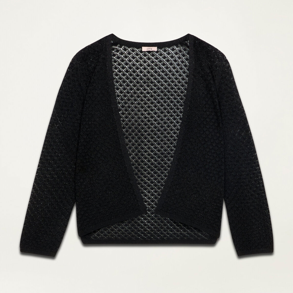 Oltre - Cardigan corto lurex traforato - Nero