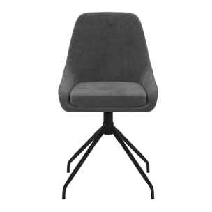 Chaises Olivia pivotantes velours gris pieds métal - lot de 4