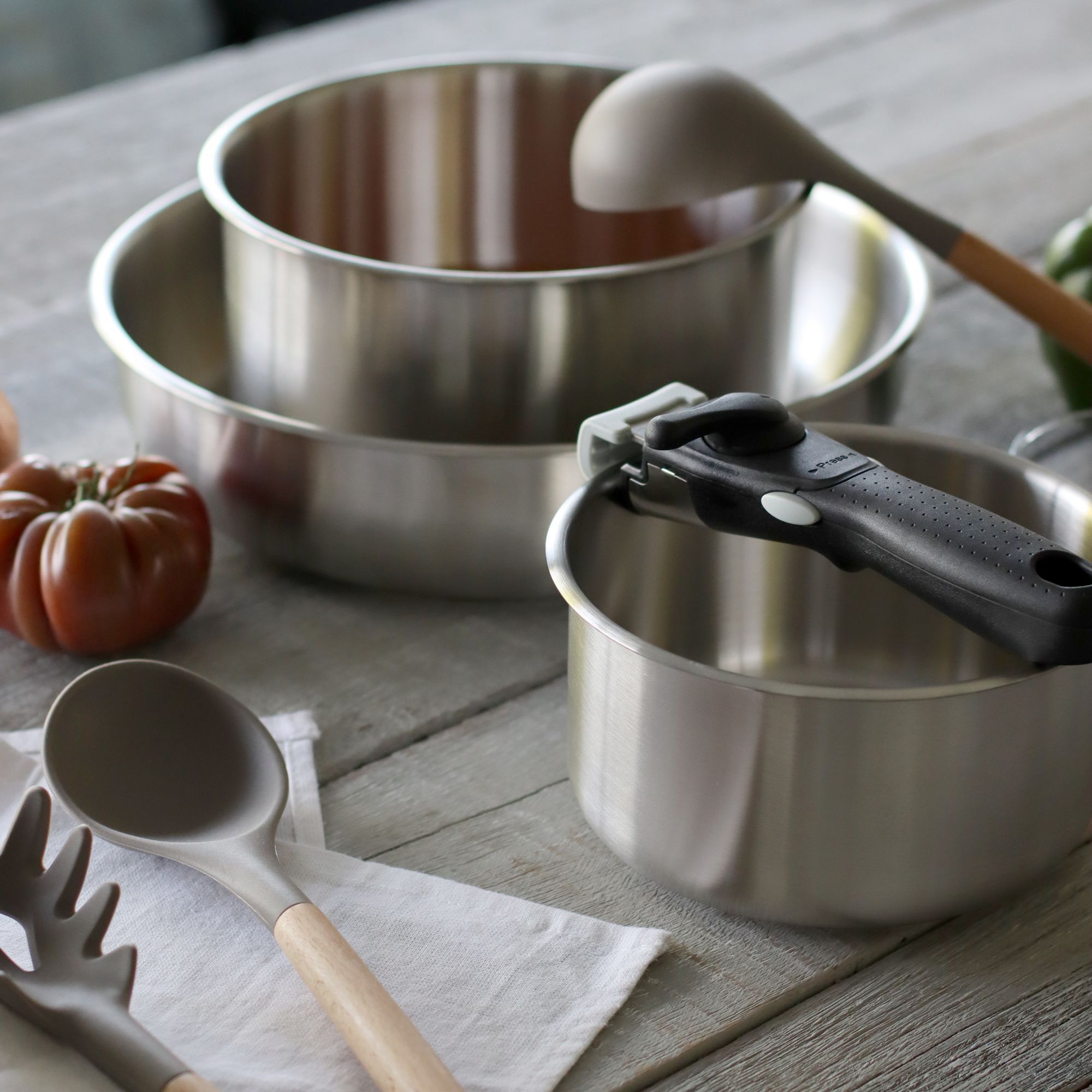 Lot de 3 casseroles amovibles acier inoxydable - tous feux IRIS