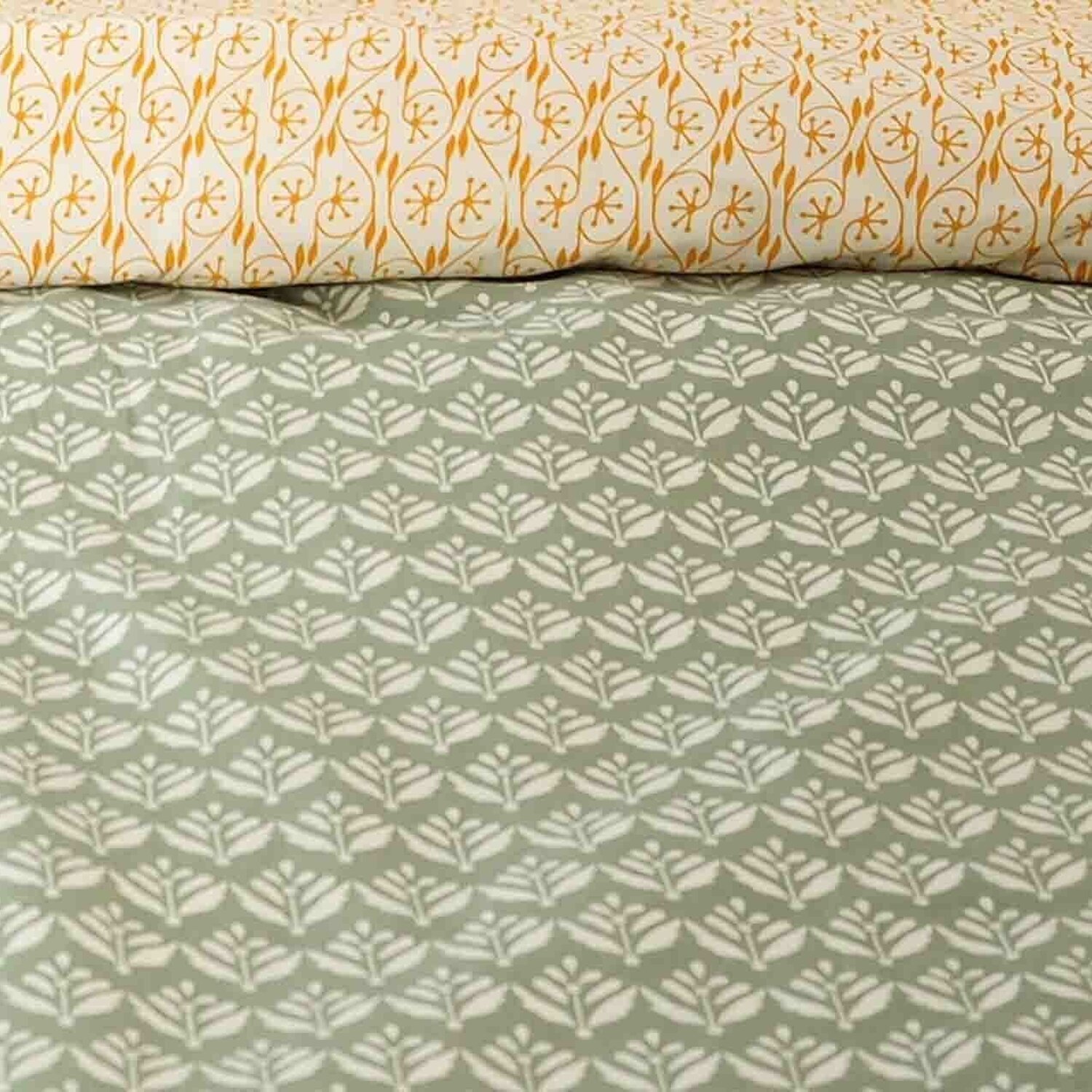 Parure housse de couette imprimé 100% satin de coton - orient - vert