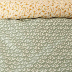 Parure housse de couette imprimé 100% satin de coton - orient - vert