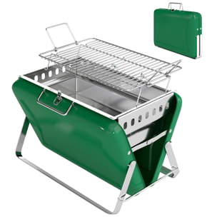 Mini barbecue à charbon portable pliable valise vert