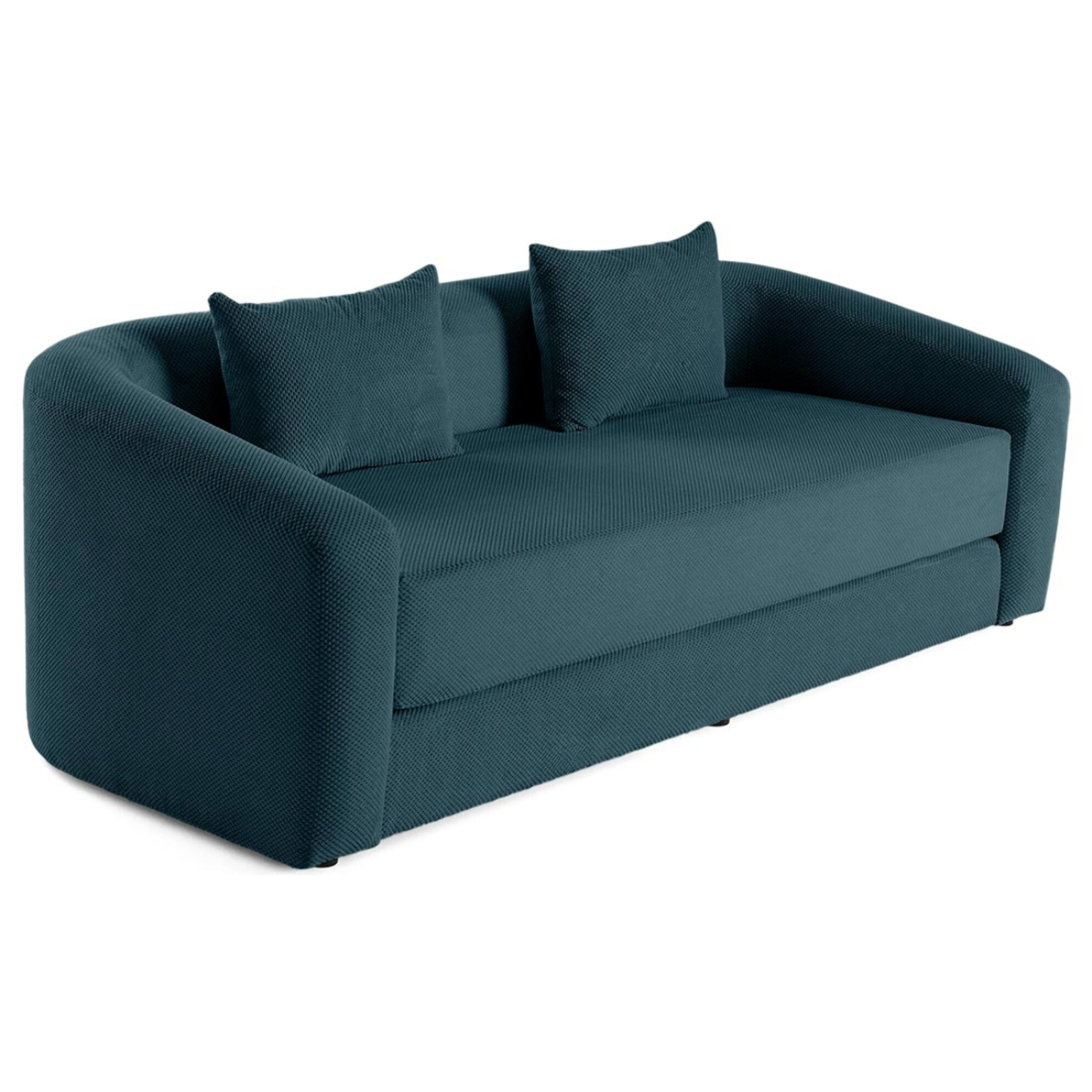 Nuvia - Canapé convertible déplimousse 3 places en velours texturé - Bleu Ardoise