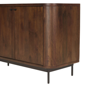 ALIX - Buffet design bois foncé et métal noir 4 portes ALIX