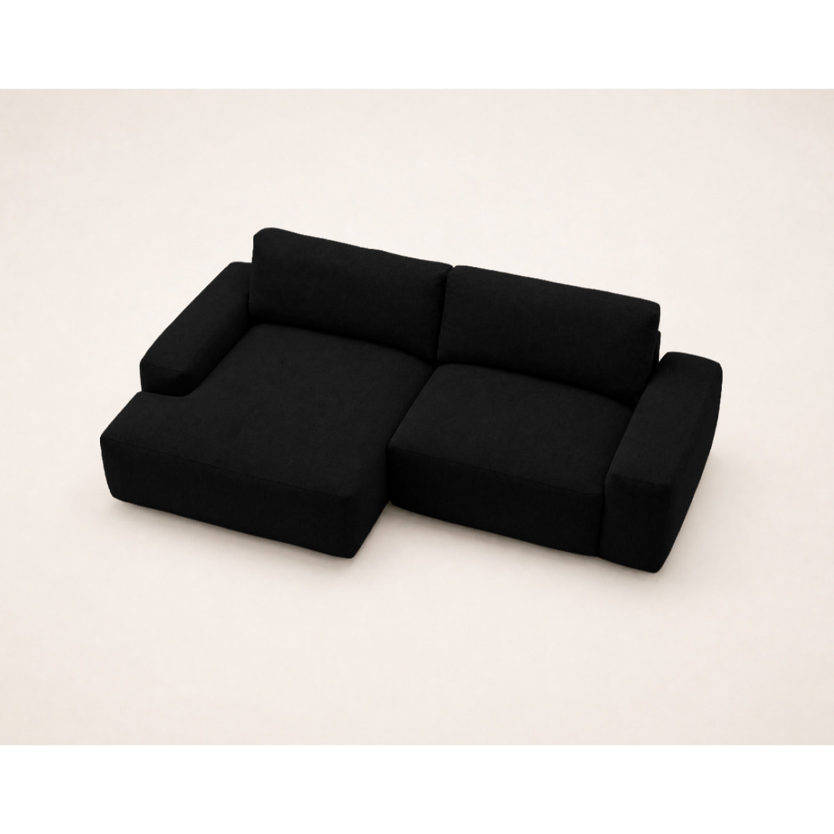 Tama - Canapé d'angle gauche 4 places convertible avec coffre en tissu - Noir