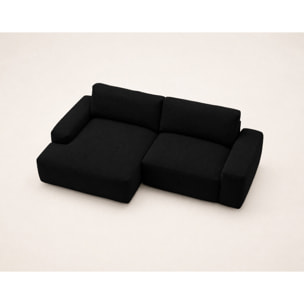 Tama - Canapé d'angle gauche 4 places convertible avec coffre en tissu - Noir