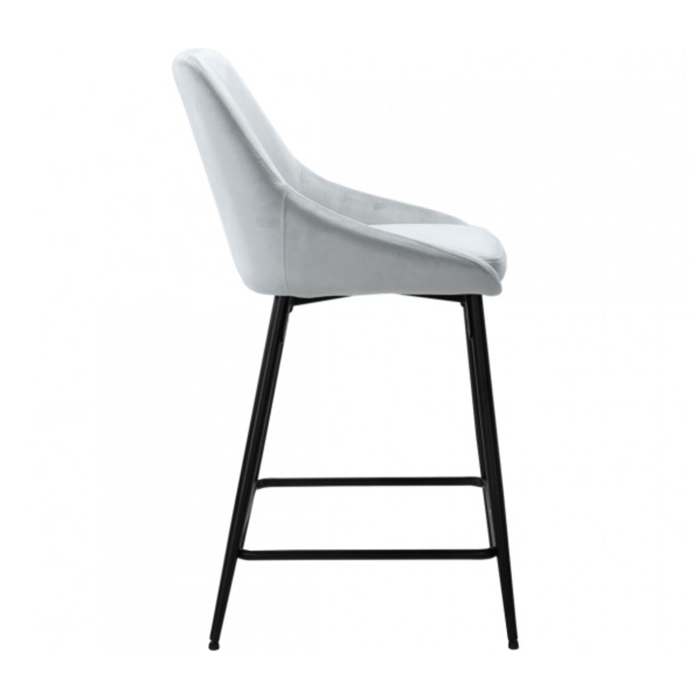Tabouret de bar en velours avec piètement métal noir - MONDO