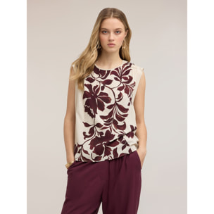 Motivi - Top de viscosa con estampado floral - Burgundy