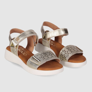 Sandalias de Piel - Oro - Tacón: 3 cm