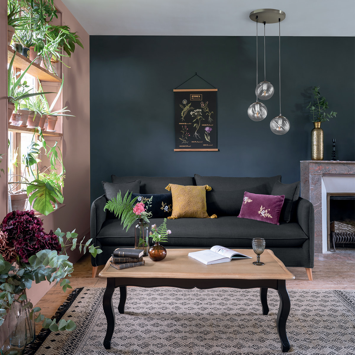 Suspension "Night" - verre et métal - doré - D15 cm