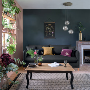 Suspension "Night" - verre et métal - doré - D15 cm