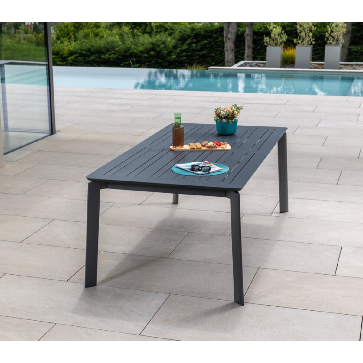 Ensemble table et chaises de jardin  - Gris Anthracite - NAIROBUZA