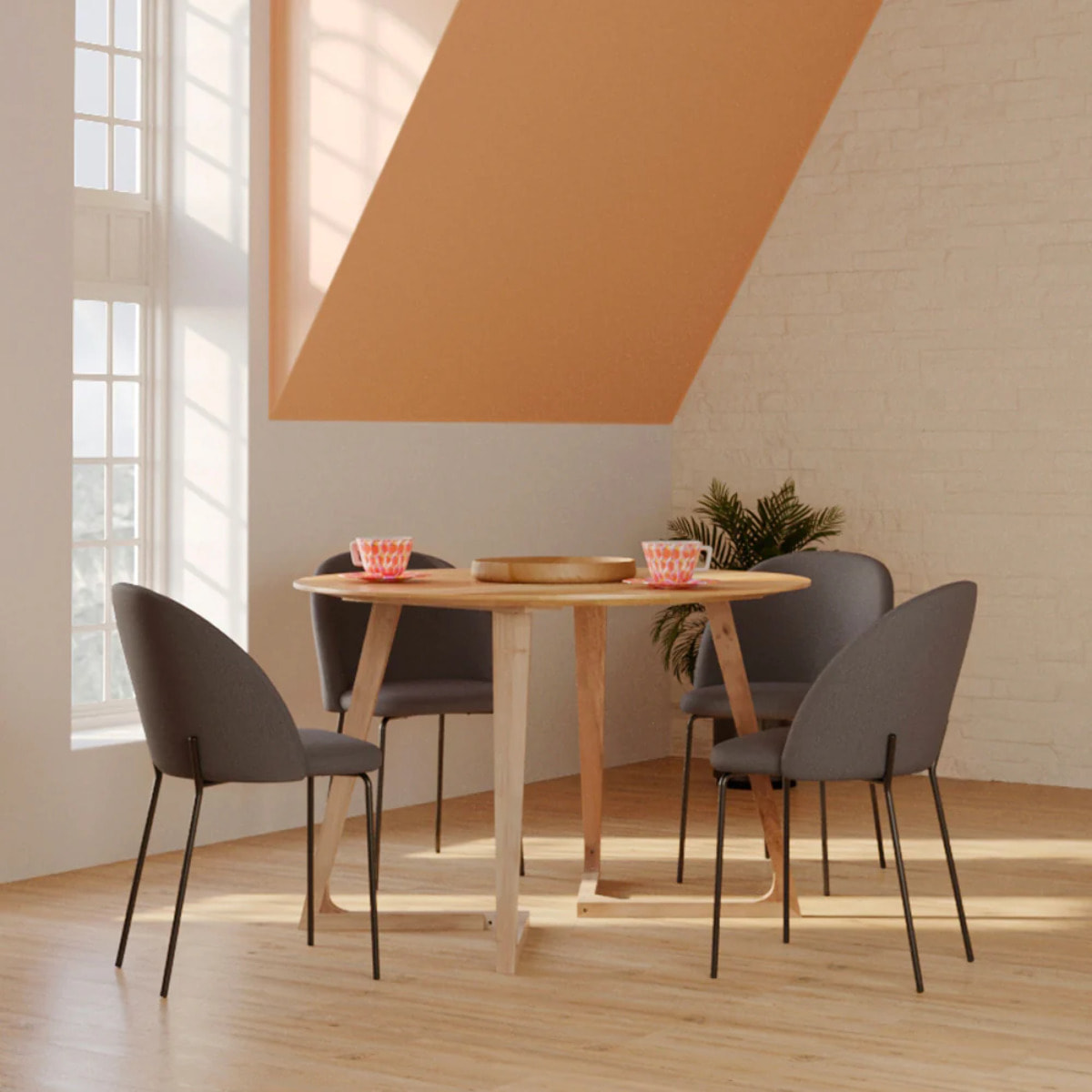 Lot de 2 chaises en tissu chiné gris foncé - Karl