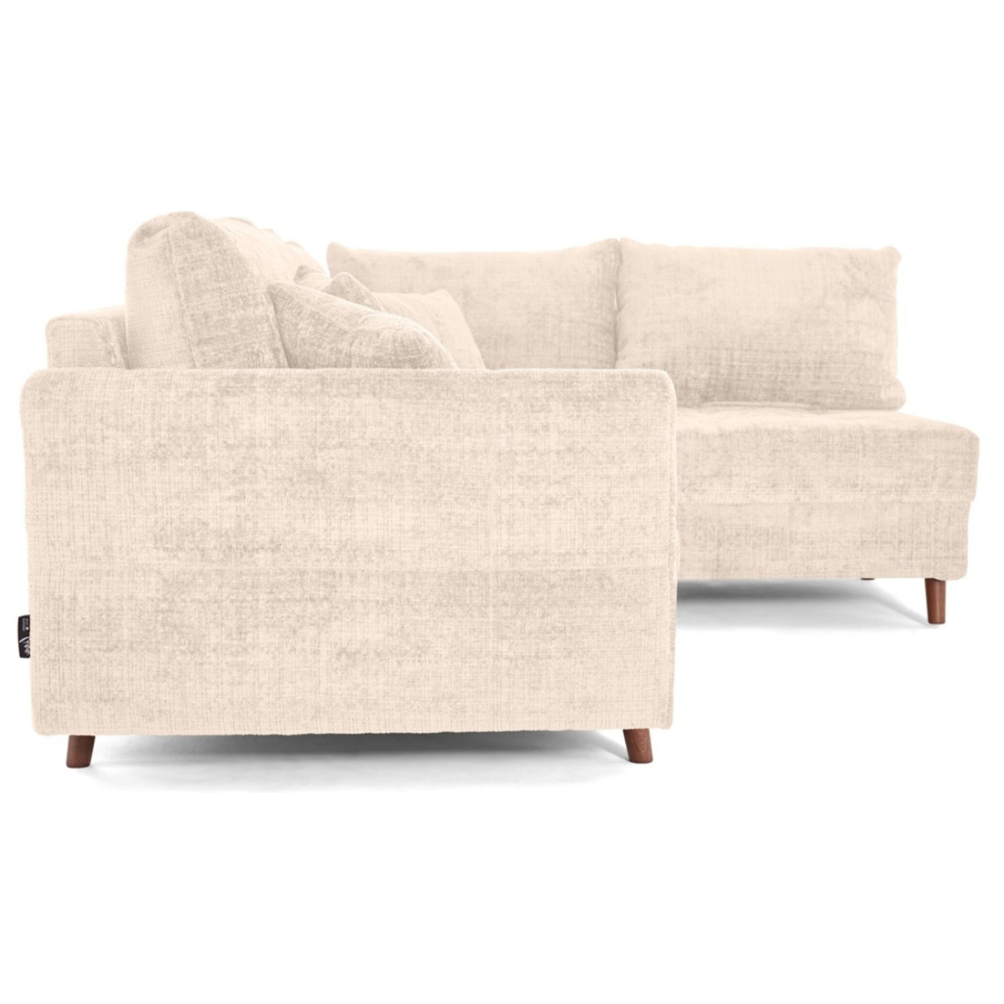 Rune - canapé d'angle droit 4 places en velours texturé - Beige